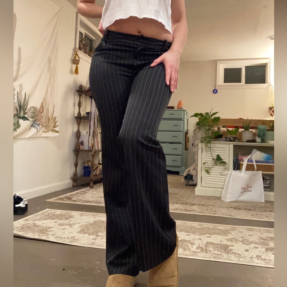 Pin stripe low rise flare pants